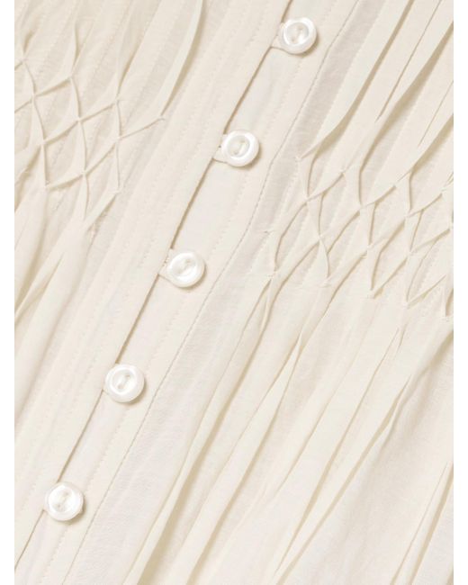 Isabel Marant White Dalida Midikleid Aus Voile Aus Einer Baumwollmischung Mit Smokarbeit