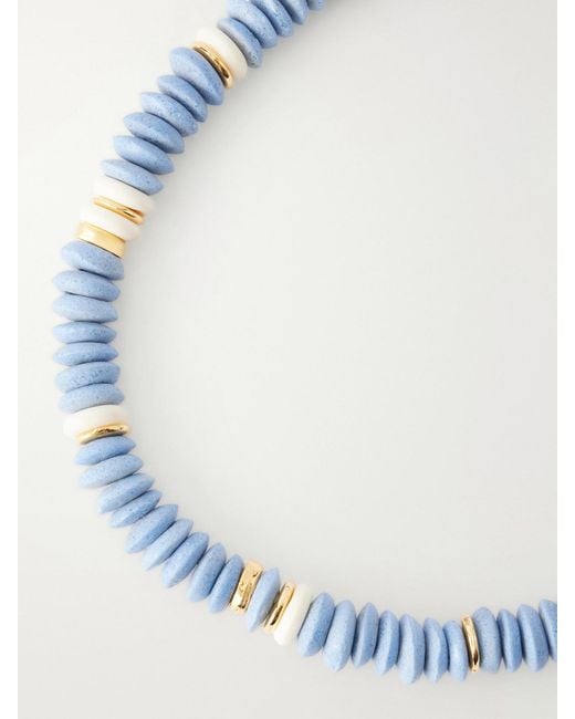 Lizzie Fortunato Blue Laguna-Plated Beaded Necklace