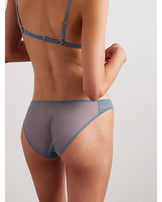 Kiki de Montparnasse Blue Embroidered Tulle Briefs