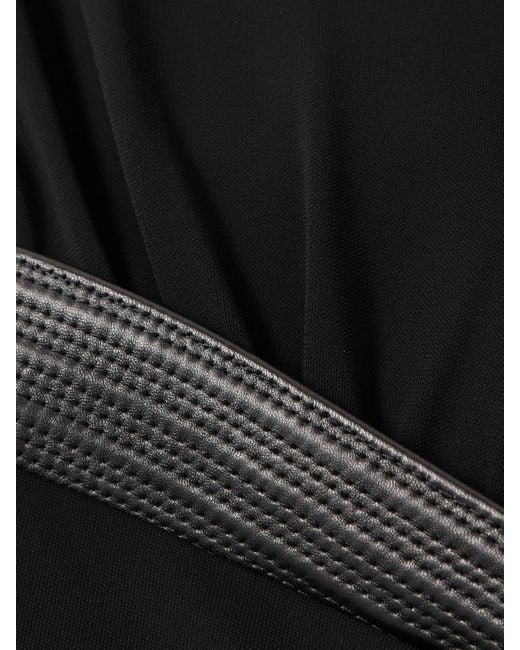 Body Effet Cache-Cœur En Jersey Crêpe À Finitions En Cuir Versace en coloris Black