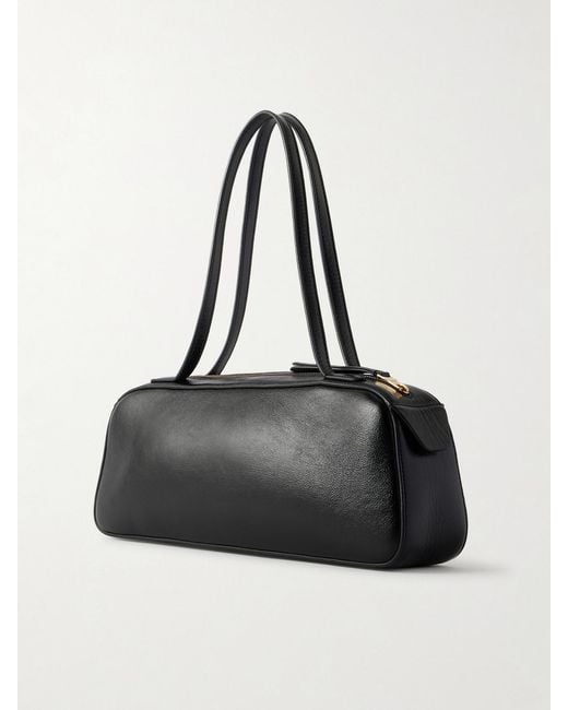 Khaite Black Simona Glossed-Leather Shoulder Bag