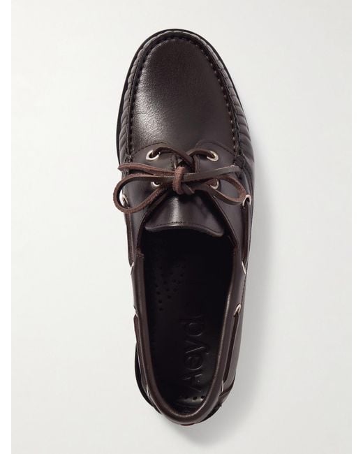 Aeyde Black Harris Leather Boat Shoes