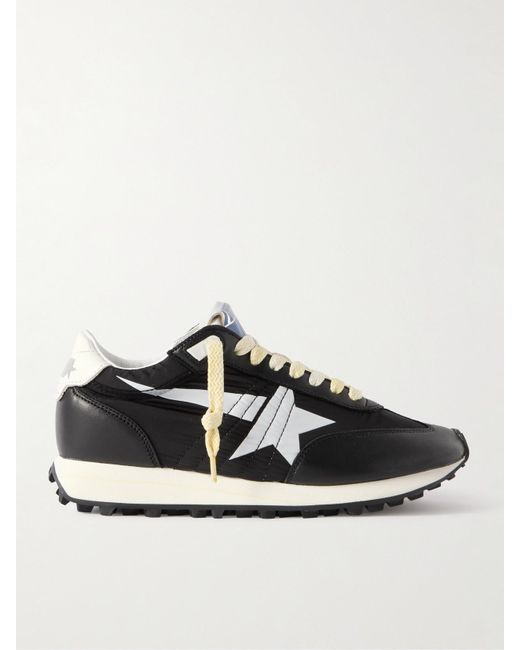 Golden Goose Deluxe Brand Black Running Marathon Leather-Trimmed Shell Sneakers