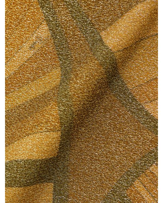 Emilio Pucci Yellow Printed Metallic Jersey Midi Skirt
