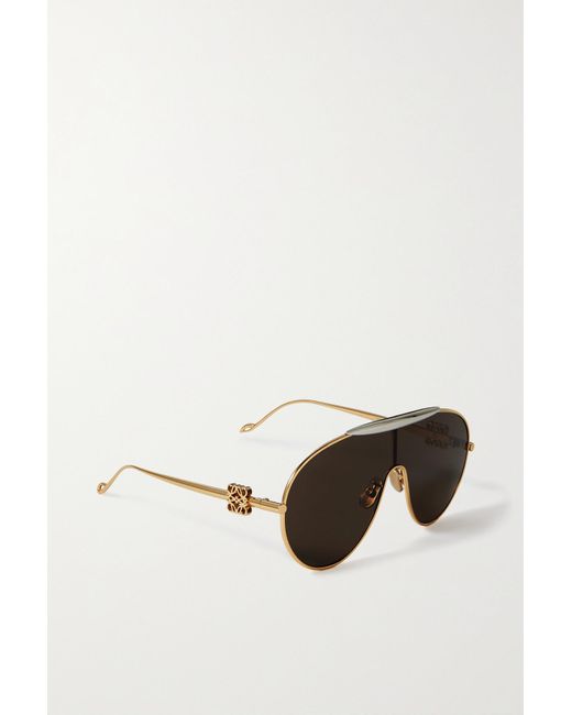 Loewe Spoiler Oversized Aviator Style Gold And Silver Tone Sunglasses In Metallic Lyst 9840