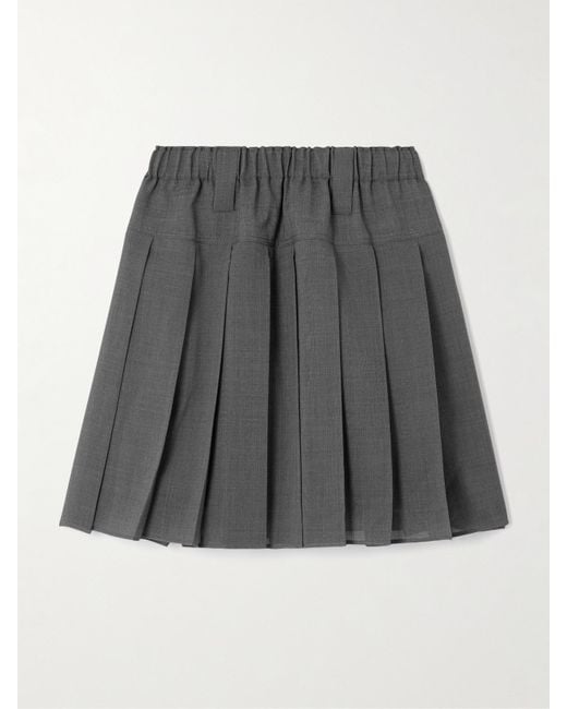 Brunello Cucinelli Gray Pleated Twill Mini Skirt