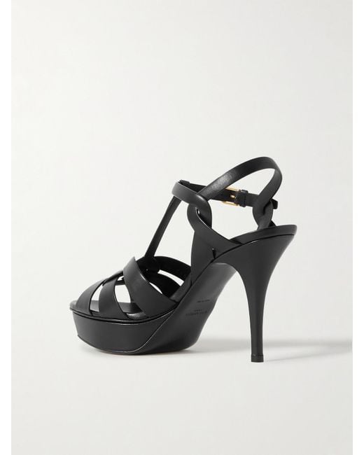 Saint Laurent Black Tribute Woven Leather Platform Sandals