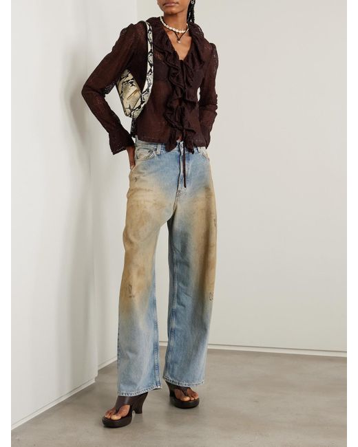Acne Blue Halbhohe Jeans Mit Weitem Bein Aus Bio-Denim