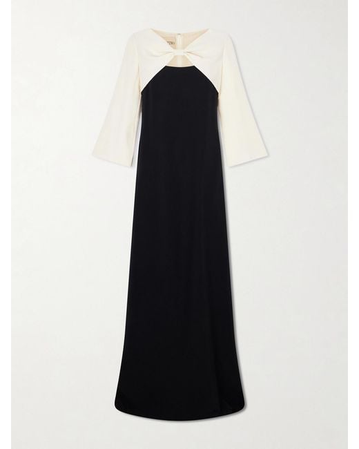 Valentino Garavani Black Bow-Detailed Cutout Silk-Cady Gown