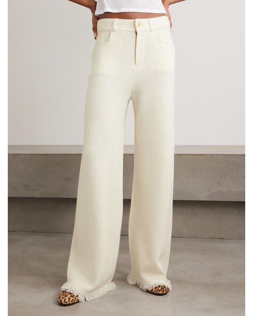 arch4 Natural Storme Frayed Organic Wool And Cashmere-Blend Wide-Leg Pants