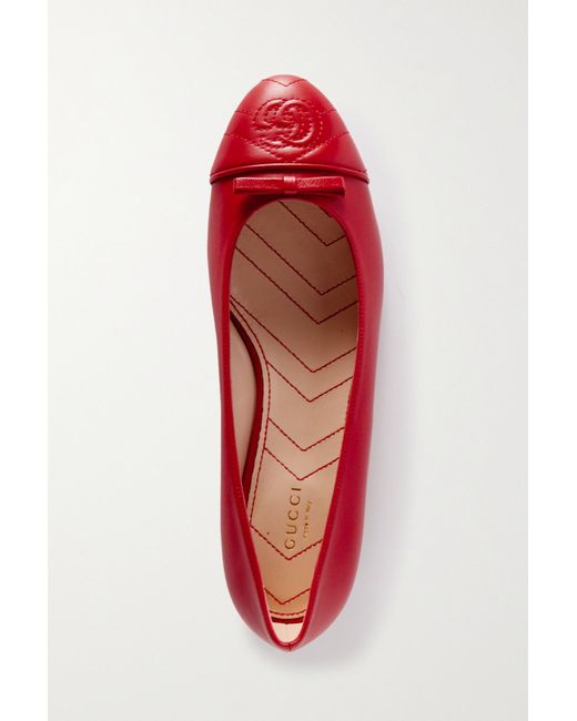 Gucci Marmont Logoembroidered Quilted Leather Ballet Flats Lyst