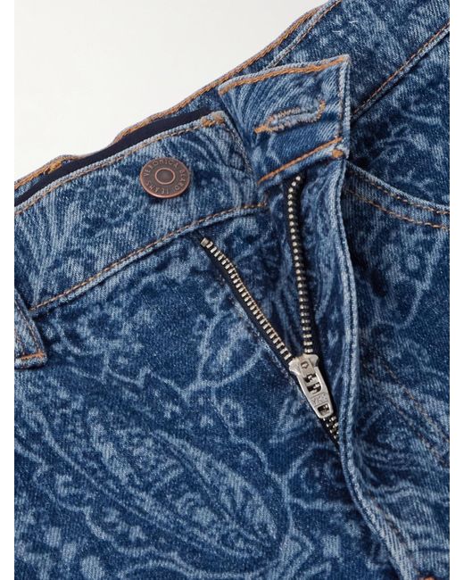 Veronica Beard Blue Taylor Paisley-Print High-Rise Wide-Leg Jeans