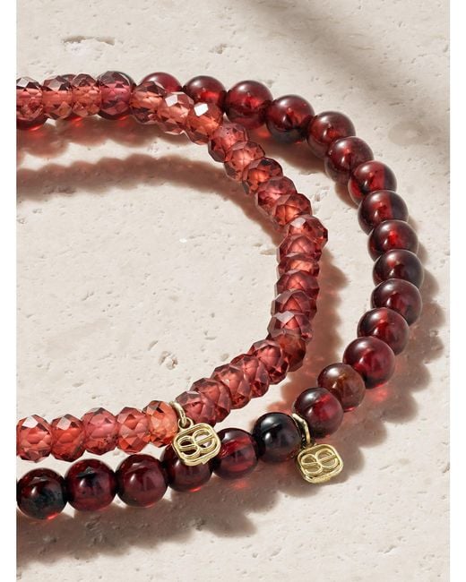 Sydney Evan Pink Set Of Two 14-Karat, Garnet And Diamond Bracelets