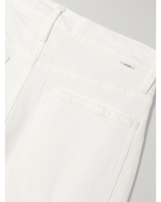 Mother White The Stud Finder Sneak High-Rise Straight-Leg Jeans