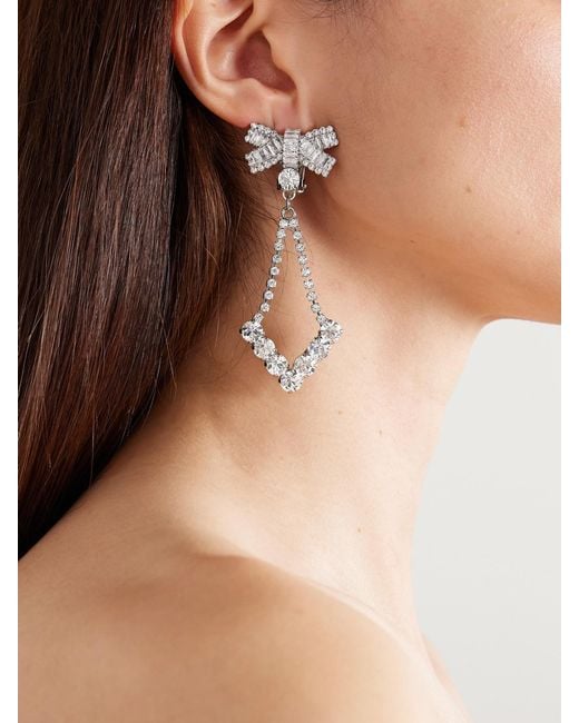 Alessandra Rich Metallic Tone Crystal Clip Earrings