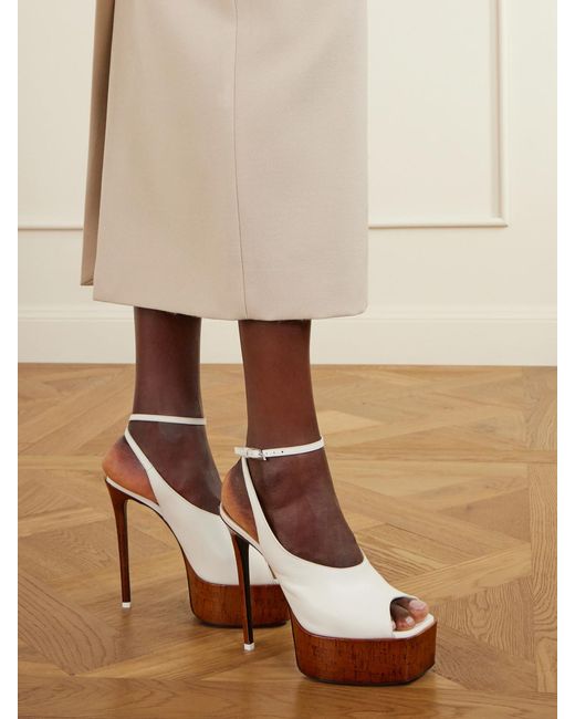 The Attico White Ornella 140 Leather Platform Pumps