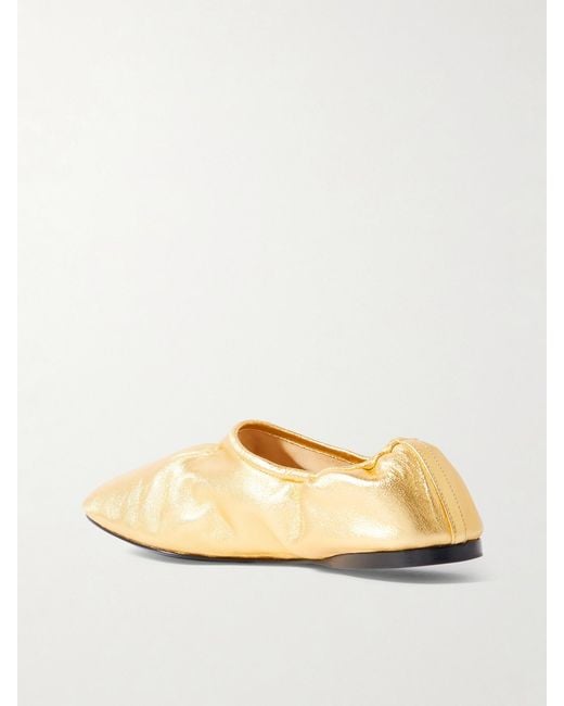 Alaïa Natural Metallic Leather Ballet Flats