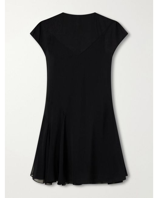 Khaite Black Scarla Silk-Chiffon Mini Dress