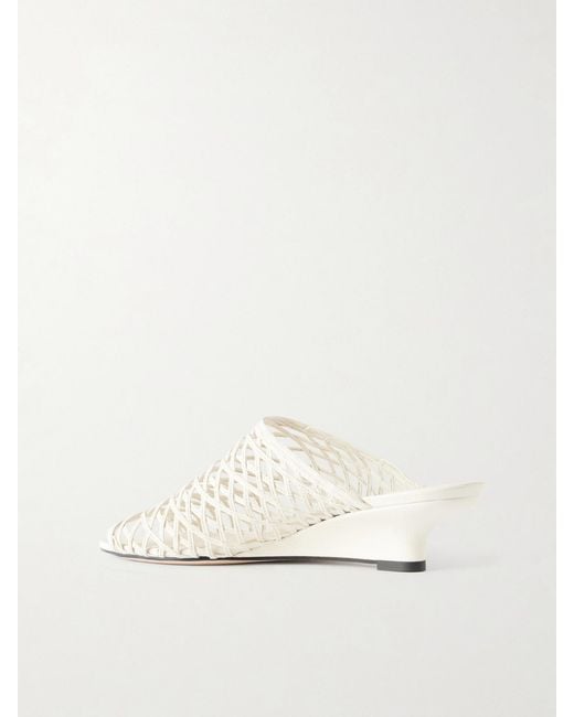 Totême Natural Woven Leather Wedge Mules