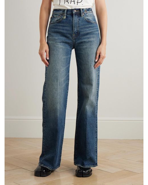 R13 Blue Charlotte Hoch Sitzende Bootcut-Jeans Mit Distressed-Details