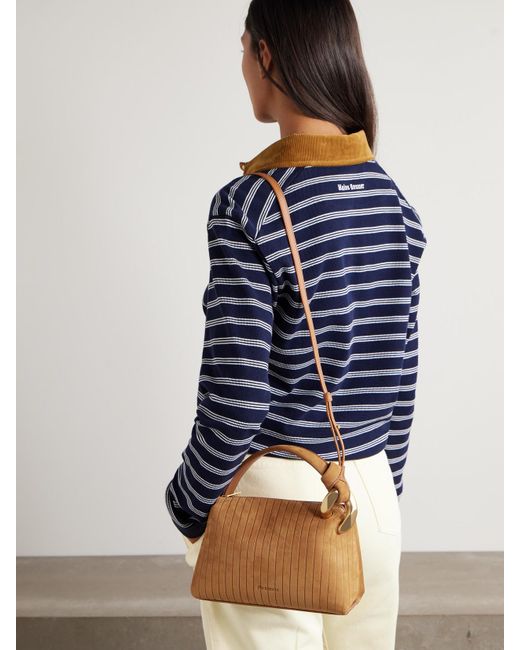 J.W. Anderson Brown Jwa Corner Small Chain-Embellished Ribbed Nubuck Shoulder Bag