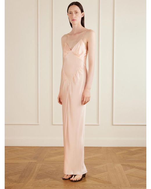 Aflalo Pink Aire Silk-Satin Maxi Dress