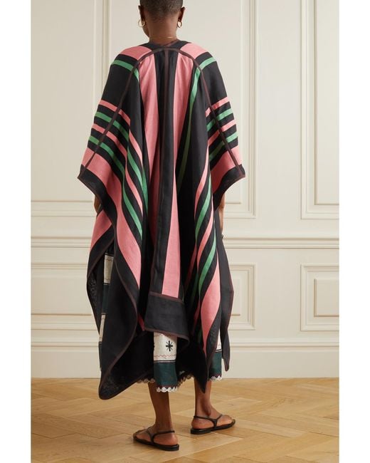 Vita Kin Black Ola Cape Aus Gestreiftem Leinen