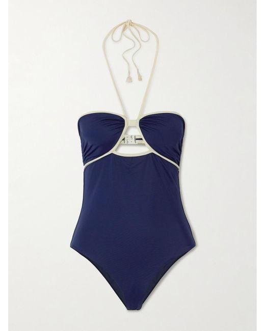 【JOHANNA ORTIZ】foreing coastlines cutout recycled swimsuit Johanna Ortiz Sea Salt Cutout Recycled Swimsuit in Blue | Lyst