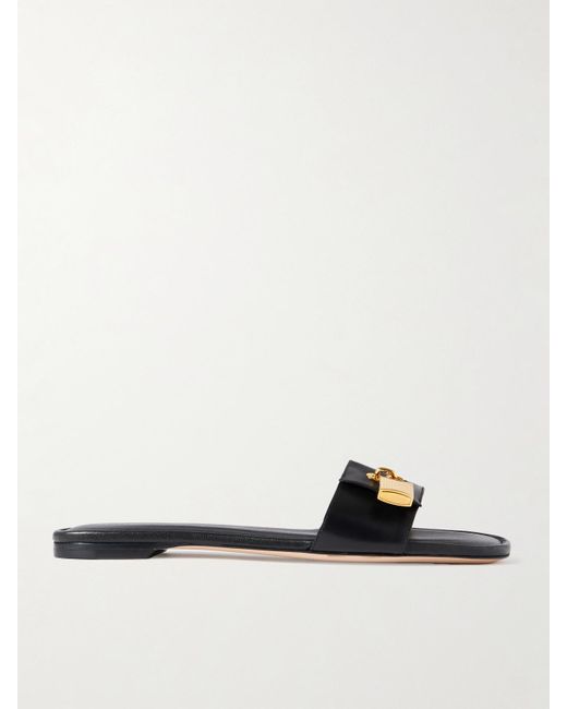 Tom Ford Black Padlock Pantoletten Aus Leder Mit Verzierung