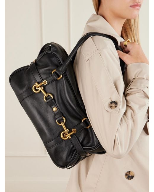 Burberry Black Embellished Leather Shoulder Bag