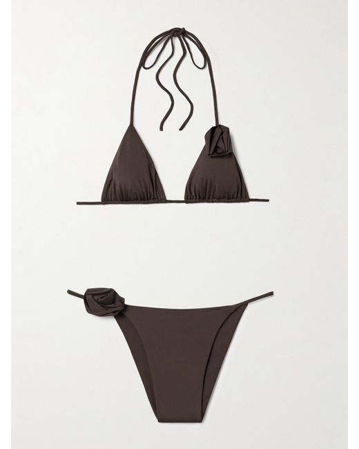 Maygel Coronel Natural Gola Appliquéd Triangle Halterneck Bikini