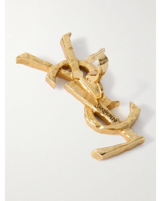 Saint Laurent Metallic Cassandre Hammered-Tone Single Clip Earring