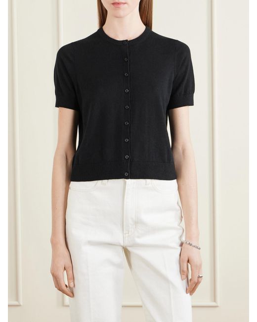 La Ligne Black Alex Cropped Knitted Cardigan