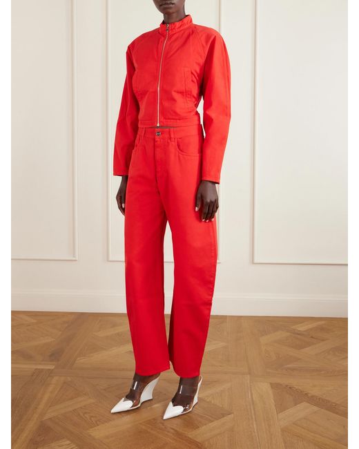 Alaïa Red Mid-Rise Wide-Leg Jeans