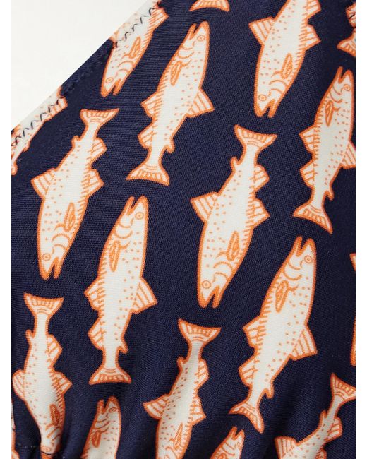 LaDoubleJ Blue Printed Triangle Bikini Top