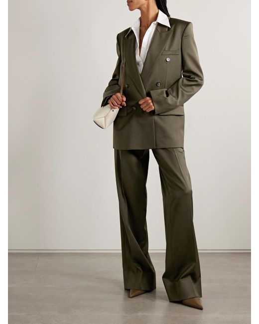 Stella McCartney Green Double-Breasted Wool-Crepe Blazer