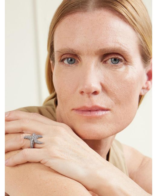 Lucy Delius Natural Sea Star Ring 14-Karat Rhodium-Plated Diamond Ring