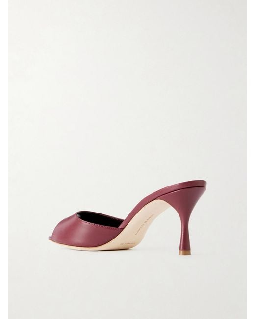 Manolo Blahnik Pink Jada 70 Leather Mules