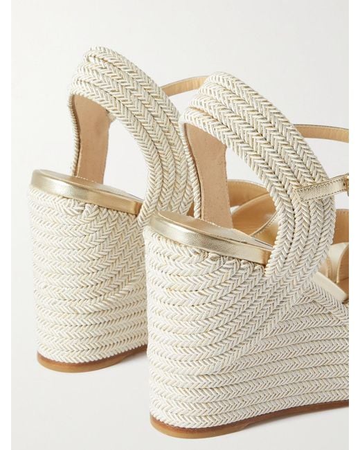 Jimmy Choo Natural Dellena 100 Espadrille-Wedges Aus Metallic-Leder