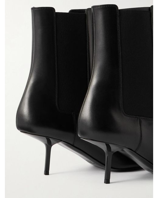Saint Laurent Black Victoire Leather Ankle Boots