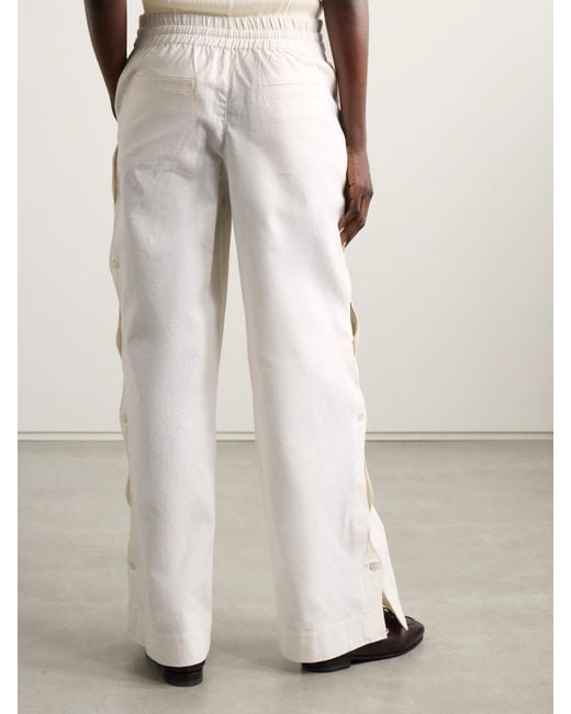 Pantalon Large En Coton Et Lin Mélangés À Boutons Et À Découpes Shai Sea en coloris White