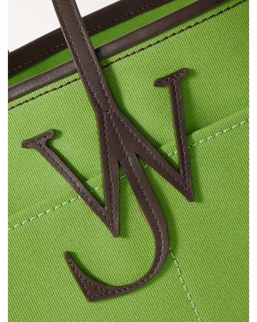 J.W. Anderson Green Anchor Leather-Trimmed Canvas Tote