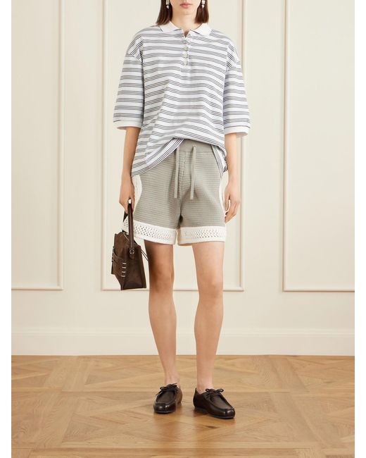 Aimé Leon Dore Natural Crocheted Straight-Leg Cotton Shorts
