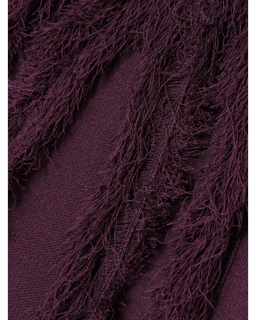 Ulla Johnson Purple Bonnie Fringed Stretch-Knit Top