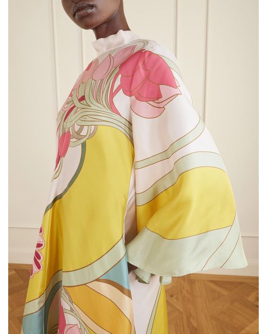 LaDoubleJ White Floral-Print Silk Maxi Dress