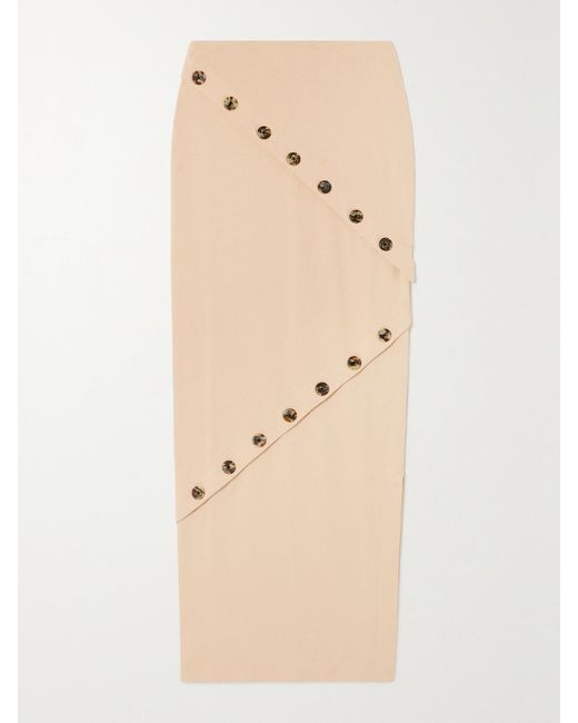 A.W.A.K.E. MODE Natural Button-Embellished Organic Cotton-Jersey Maxi Skirt