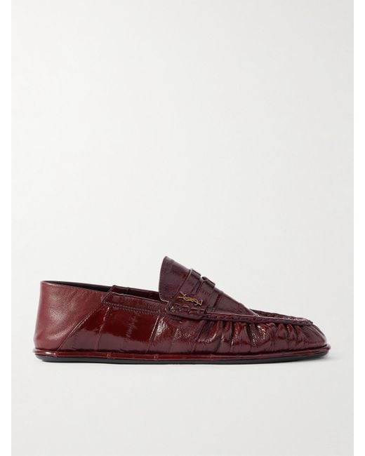 Saint Laurent Red Le Loafer Loafers Aus Glänzendem Aalleder Mit Verzierung Und Einklappbarer Fersenpartie