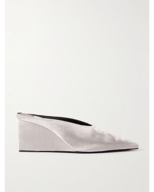 Alaïa Natural 75 Velvet Wedge Mules