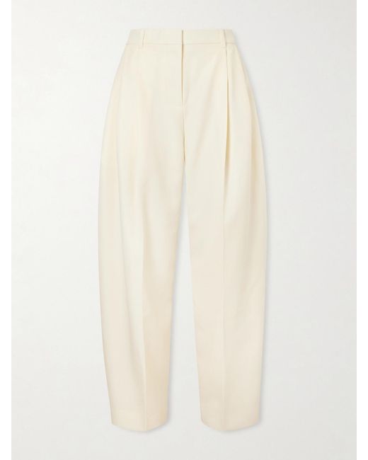 Jacquemus White D'Homme Pleated Wool Tapered Pants