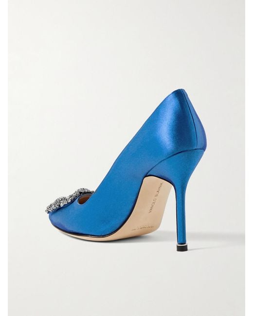 Manolo Blahnik Blue Hangisi 105 Pumps Aus Satin Mit Verzierung
